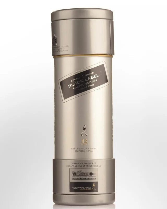 JohnnieWalkerBlackLabelVodafoneMcLarenMercedesLimitedEdition12YearOldBlendedScotchWhisky(700ml)–SilverCanister